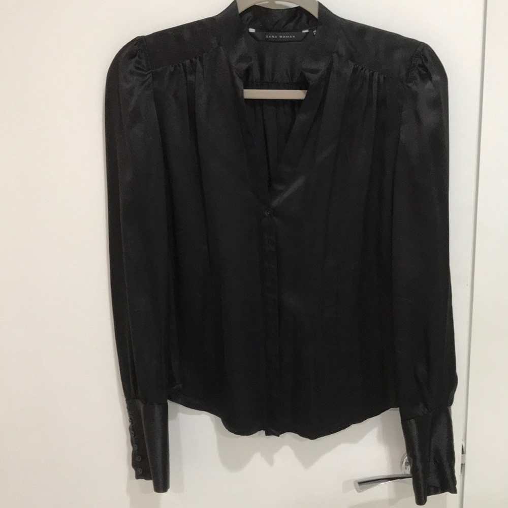 Classy black silk Zara blouse TWOT